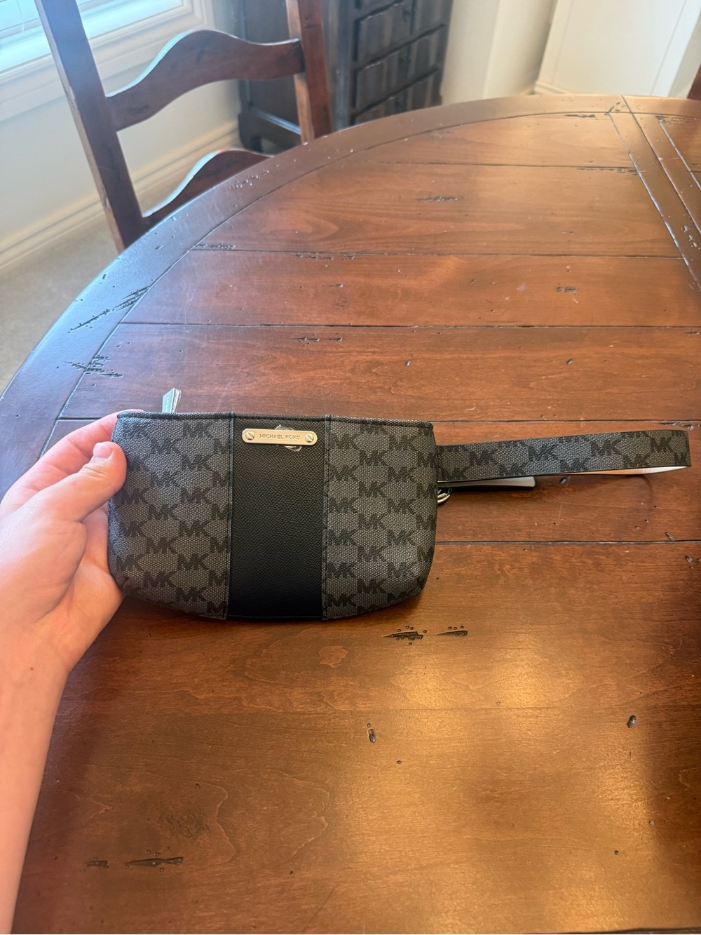 Michael Kors Black and Gray Signature Logo Belt Bag